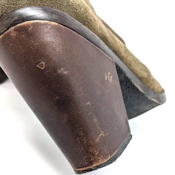 Steve Madden Womens 8 Jayson Olive Green Leather Block Heel Lace Up Ankle Boots - Picture 8 of 12